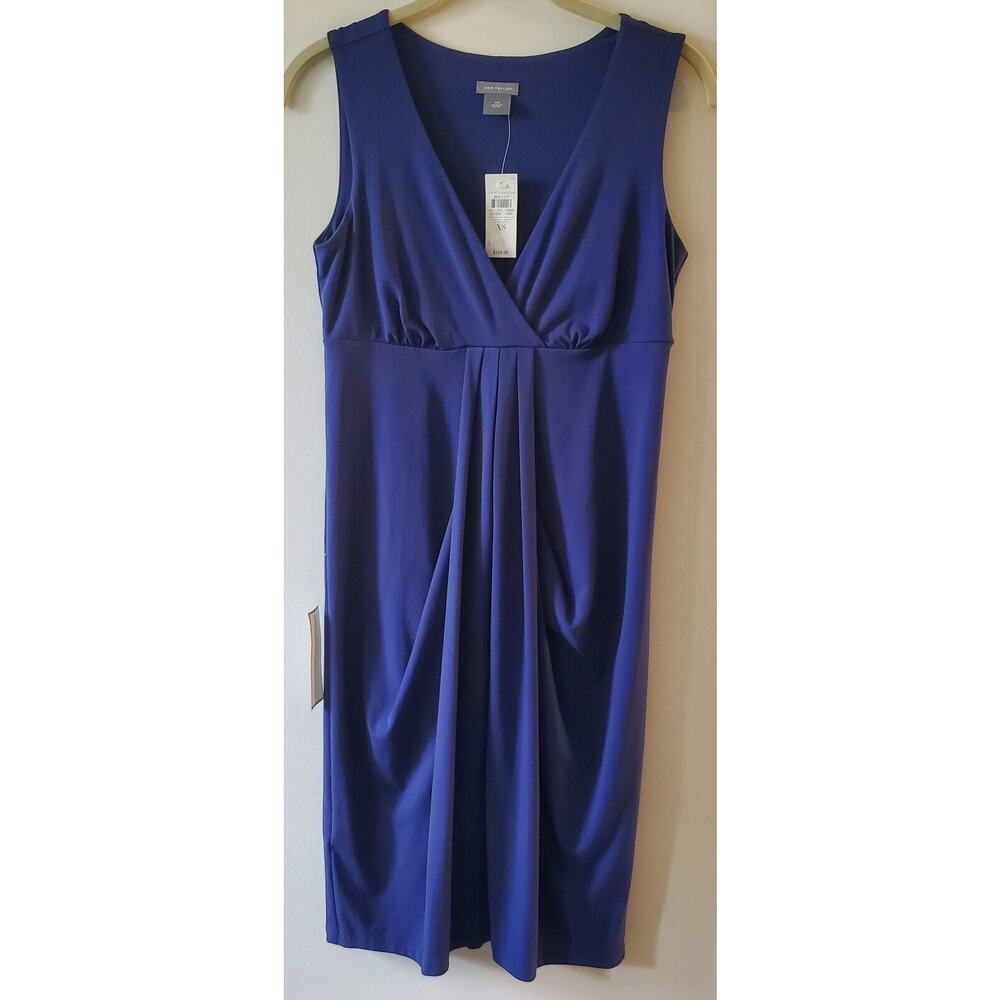 Ann Taylor Dress XS Sleeveless Navy Blue Work Corp Travel Cocktail Wedding NWT
